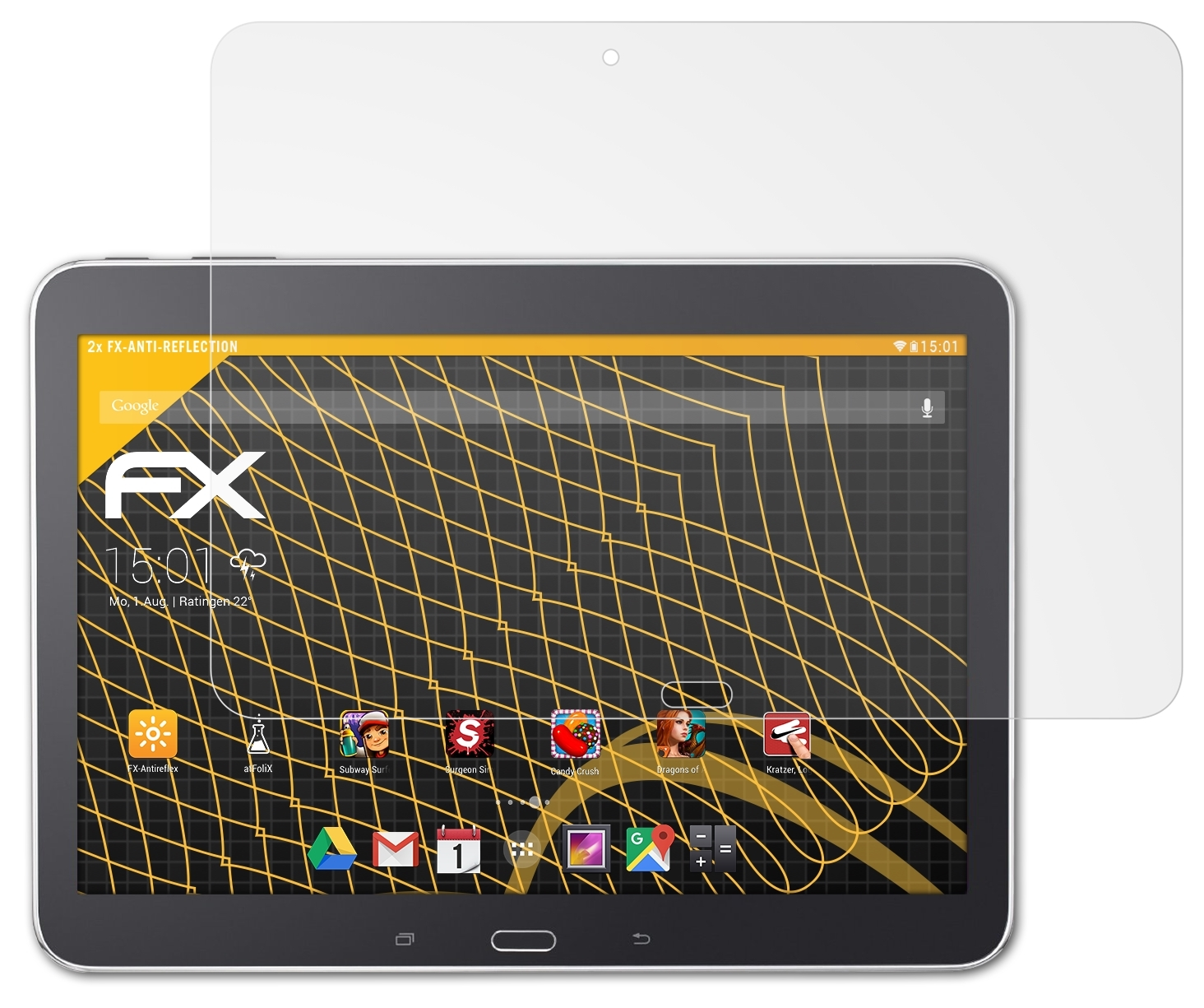 ATFOLIX 2x FX-Antireflex Displayschutz(für & (WiFi, Galaxy 3G Samsung 4 Tab LTE)) 10.1