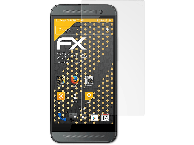 3x Displayschutz(für ATFOLIX FX-Antireflex One E8) HTC