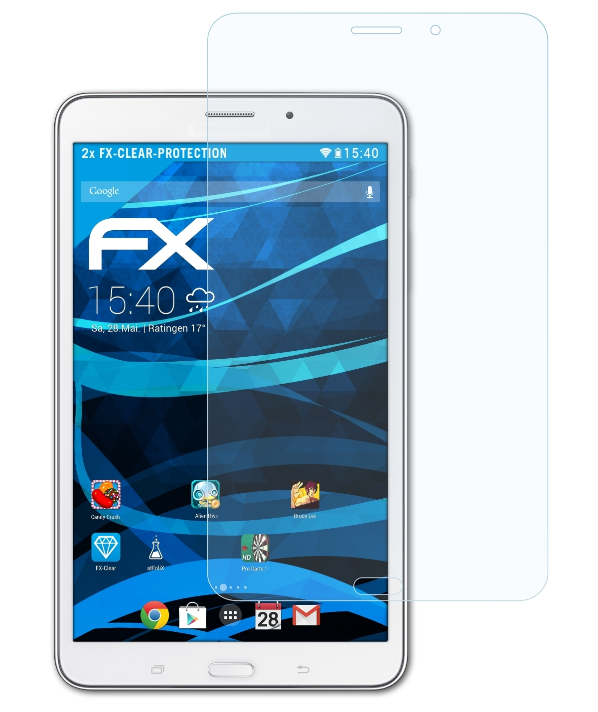 ATFOLIX 2x Galaxy 4 Tab 8.0 FX-Clear (LTE/3G T335)) Displayschutz(für Samsung