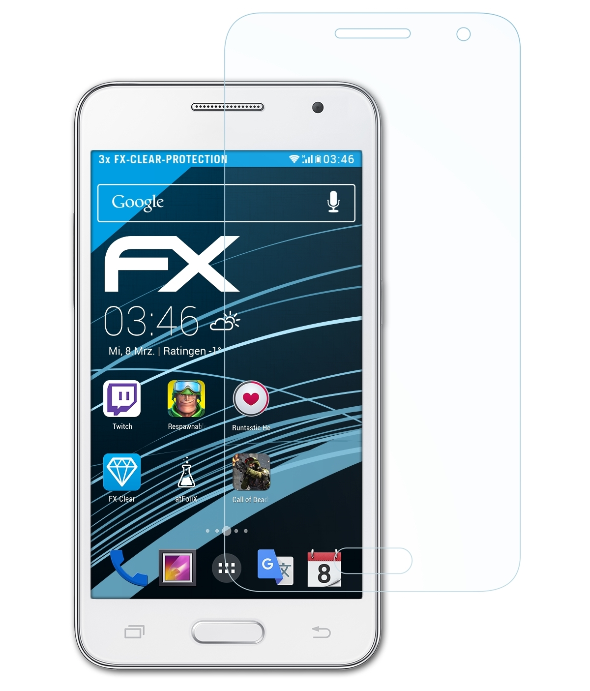 ATFOLIX 3x FX-Clear Displayschutz(für Samsung Core Galaxy 2)