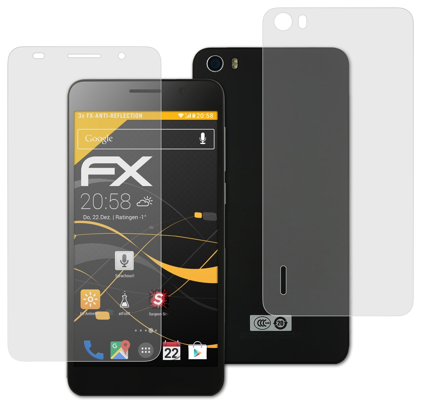 ATFOLIX 3x Displayschutz(für Huawei FX-Antireflex Honor 6)