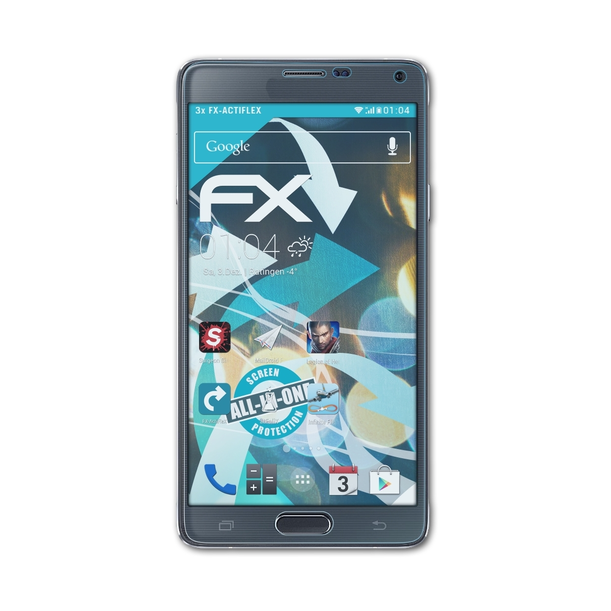 Note ATFOLIX Samsung Galaxy 4) FX-ActiFleX Displayschutz(für 3x