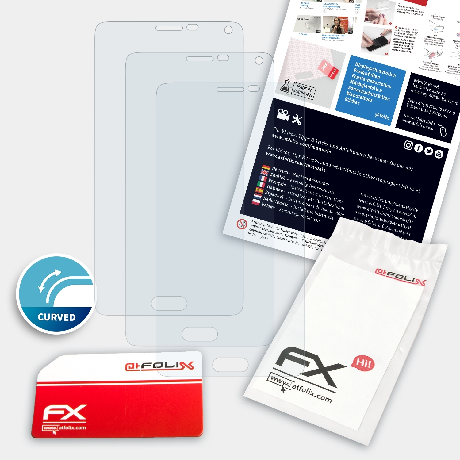 ATFOLIX Note 4) 3x Samsung Displayschutz(für Galaxy FX-ActiFleX