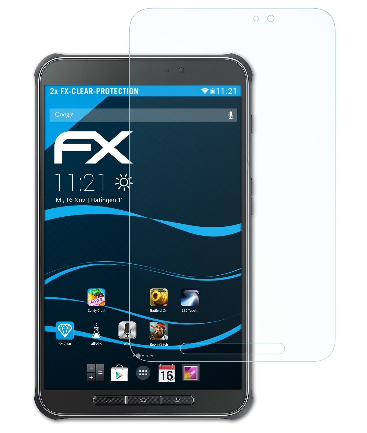 ATFOLIX 2x FX-Clear Displayschutz(für 8.0 Active Samsung (SM-T360)) Galaxy Tab