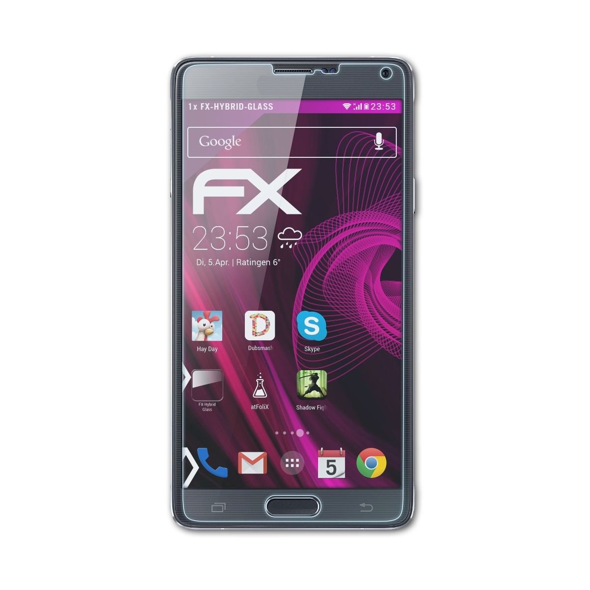 FX-Hybrid-Glass 4) Galaxy Note Schutzglas(für ATFOLIX Samsung