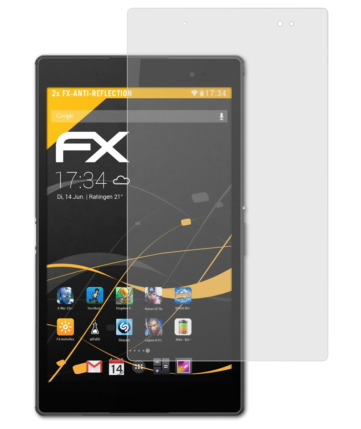 ATFOLIX 2x FX-Antireflex Displayschutz(für Xperia Tablet Z3 Compact) Sony