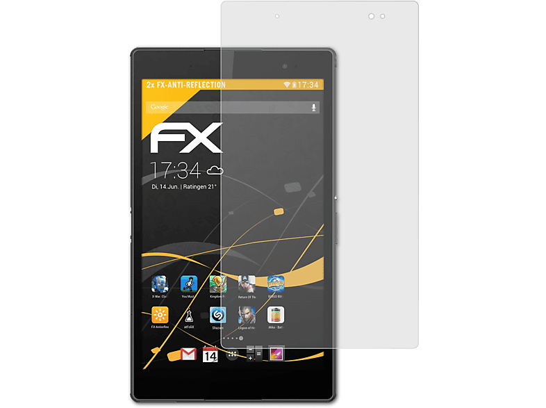 ATFOLIX 2x FX-Antireflex Displayschutz(für Sony Xperia Z3 Tablet Compact)