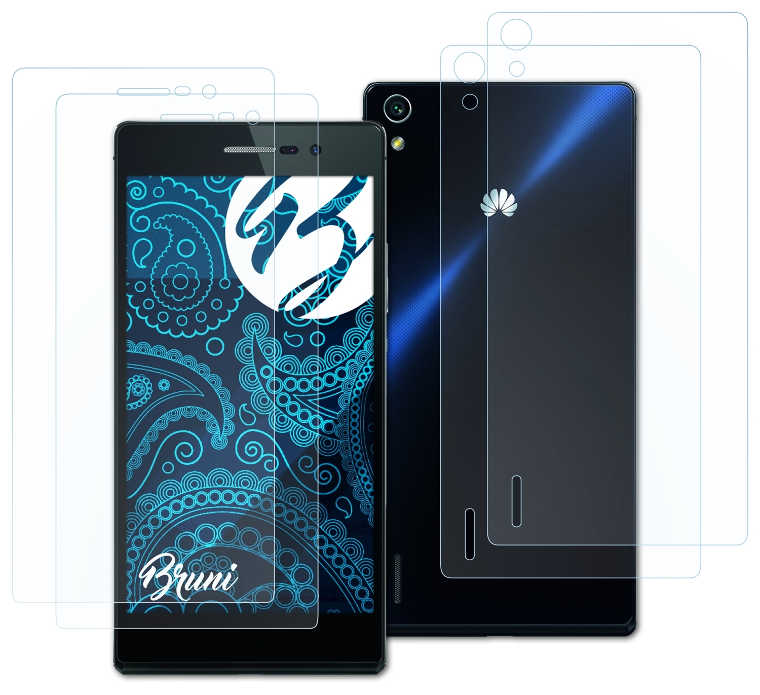 BRUNI 2x Basics-Clear P7) Huawei Schutzfolie(für Ascend