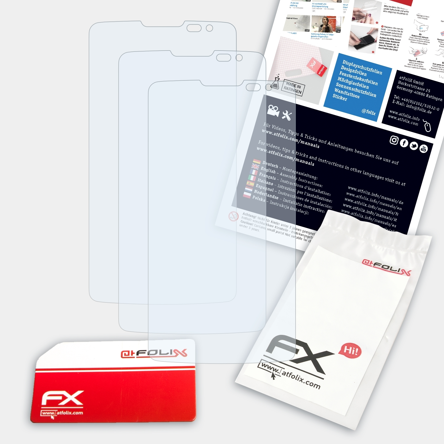 ATFOLIX 3x Displayschutz(für LG L60) FX-Clear