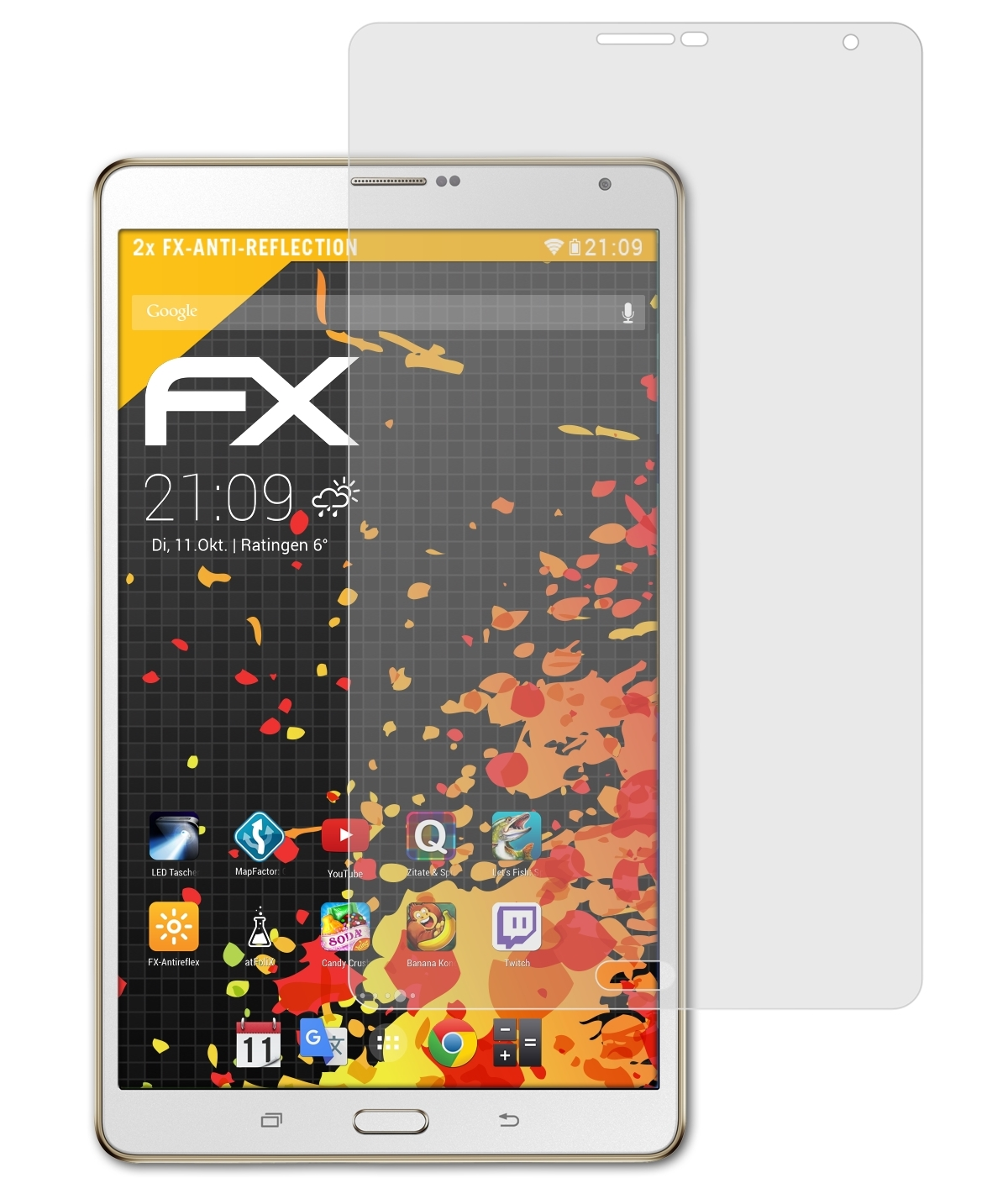 FX-Antireflex Displayschutz(für Model)) ATFOLIX Samsung (LTE Tab Galaxy S 2x 8.4