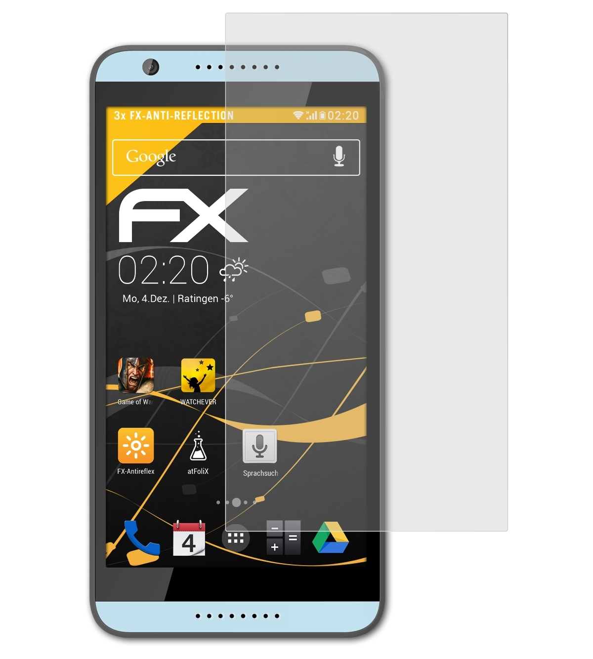 ATFOLIX 3x FX-Antireflex 820 820G+) / Desire Displayschutz(für HTC