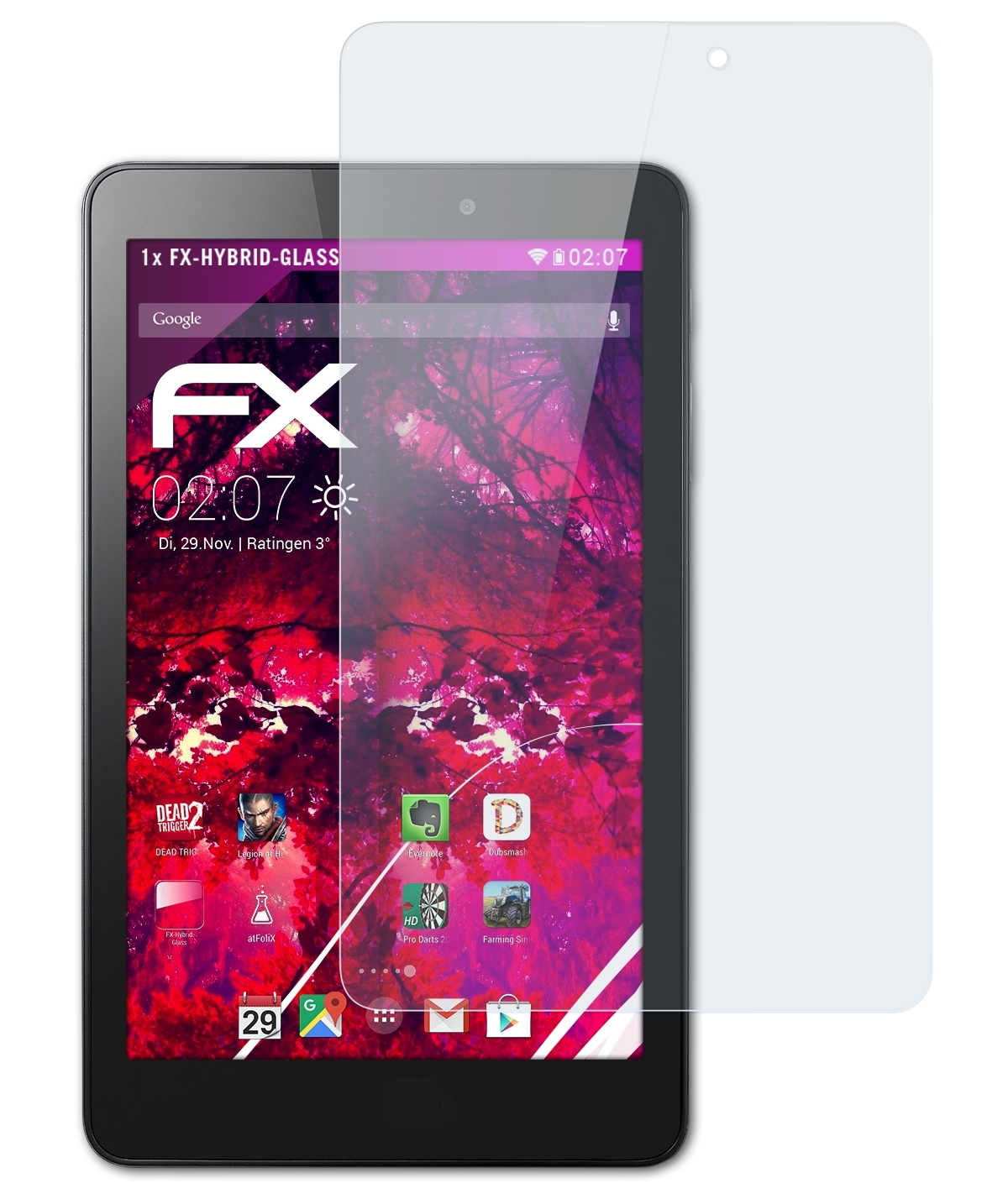 ATFOLIX FX-Hybrid-Glass (B1-810)) One Acer Schutzglas(für Iconia 8