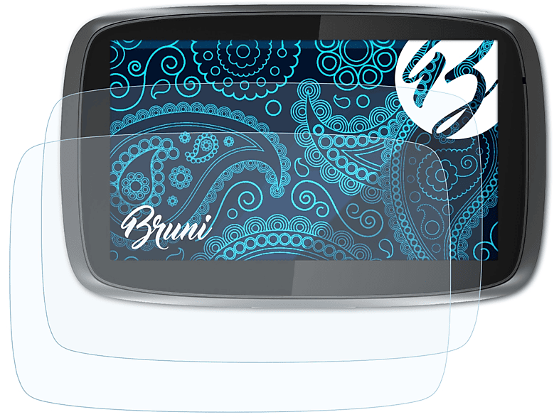 BRUNI 2x Basics-Clear Schutzfolie(für TomTom GO 600 Speak&Go (2014))