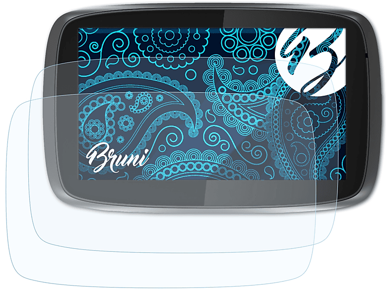 BRUNI 2x Basics-Clear Schutzfolie(für TomTom GO 500 Speak&Go (2014))