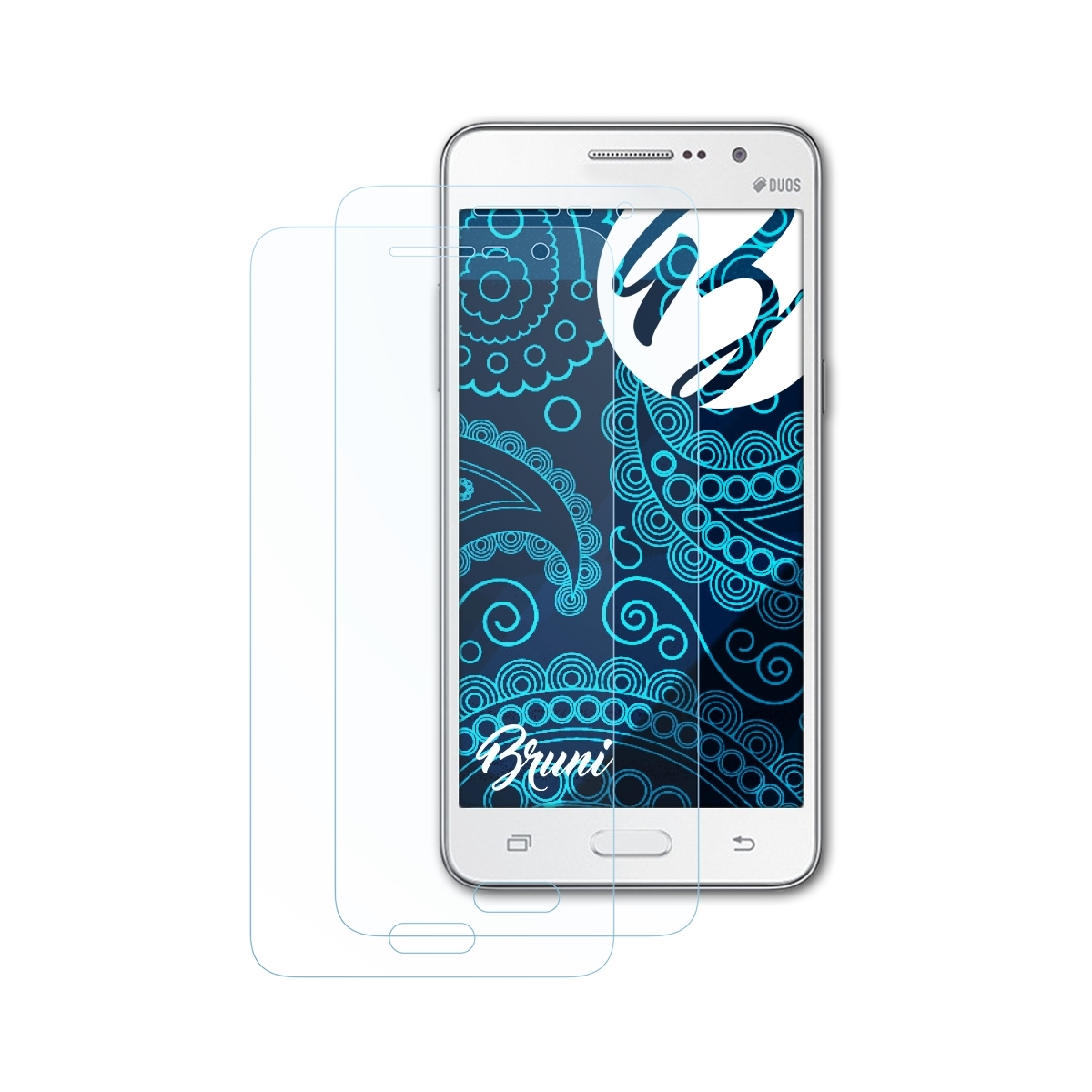 Basics-Clear Samsung Grand Prime) Schutzfolie(für 2x BRUNI Galaxy