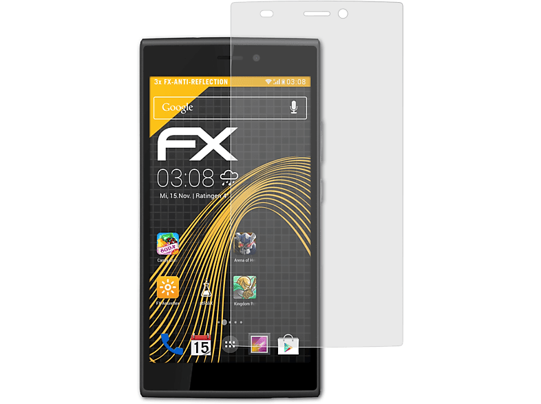ATFOLIX 3x FX-Antireflex Displayschutz(für Wiko 4G) Ridge