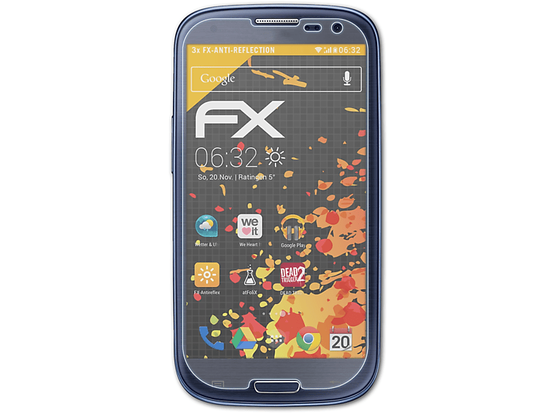 (GT-i9301)) S3 3x Samsung ATFOLIX Neo Galaxy FX-Antireflex Displayschutz(für