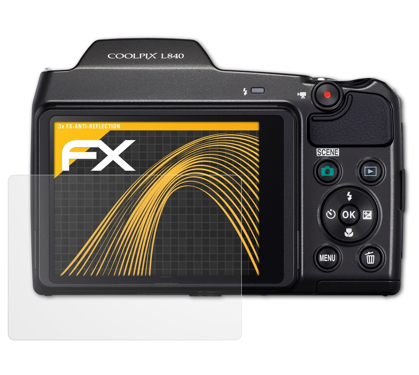 Coolpix Displayschutz(für Nikon ATFOLIX FX-Antireflex L840) 3x