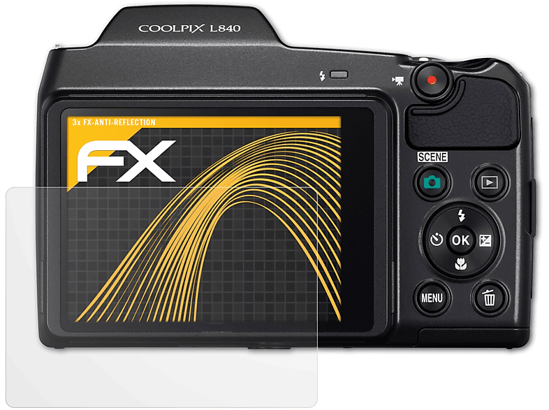 ATFOLIX 3x FX-Antireflex Displayschutz(für Nikon Coolpix L840)