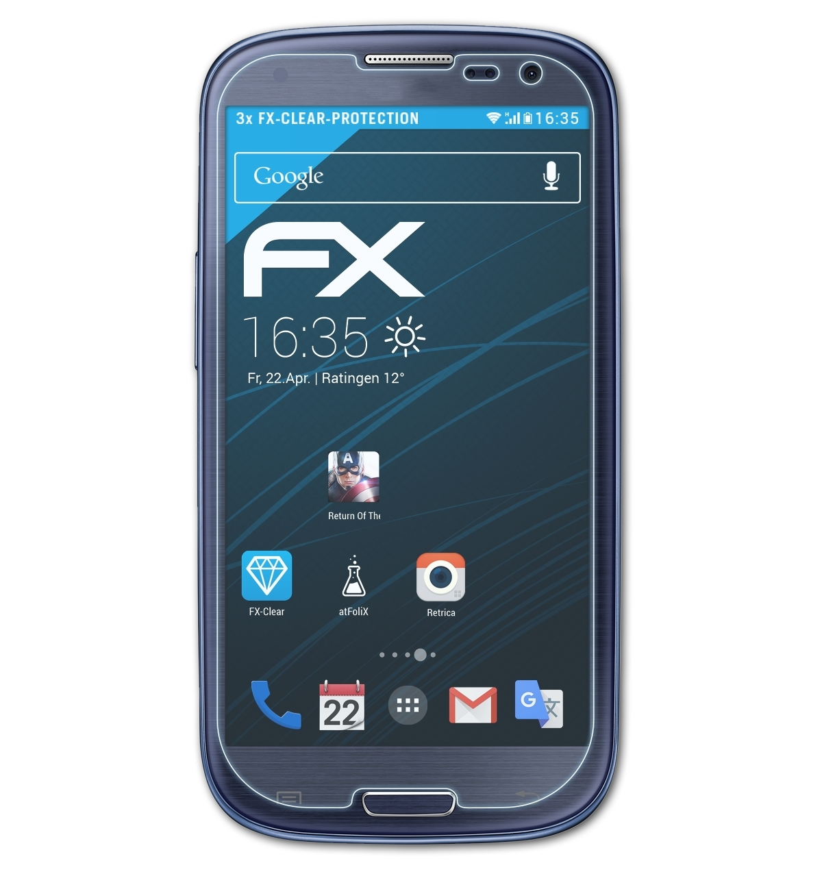 S3 FX-Clear (GT-i9301)) Displayschutz(für Galaxy Samsung ATFOLIX Neo 3x