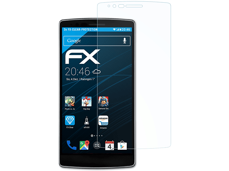 ATFOLIX 3x FX-Clear Displayschutz(für LG G Flex 2)