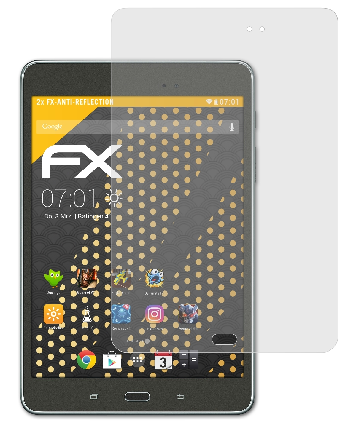 8.0) ATFOLIX Displayschutz(für 2x Galaxy Tab FX-Antireflex A Samsung