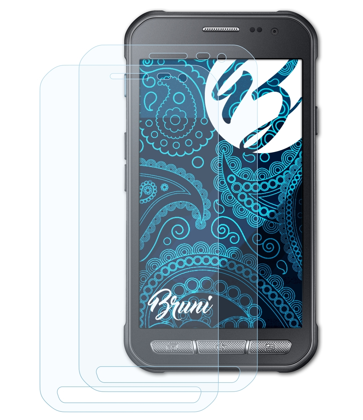 BRUNI 2x Xcover Basics-Clear Samsung Schutzfolie(für 3) Galaxy