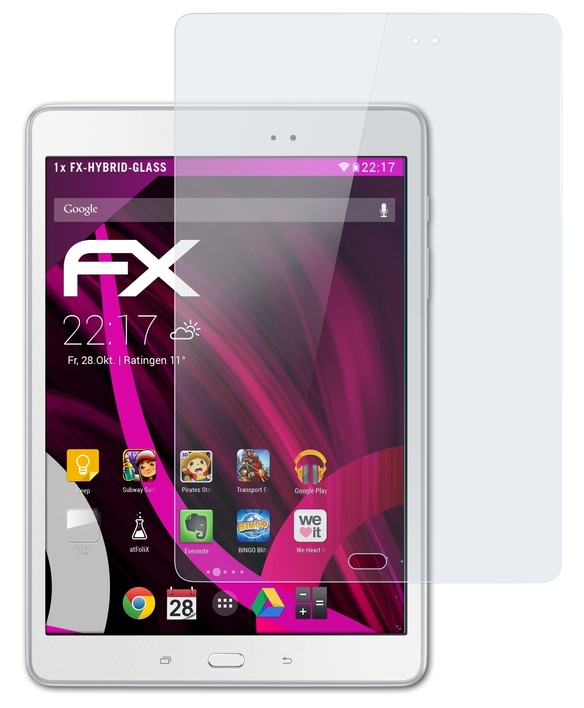 ATFOLIX FX-Hybrid-Glass Schutzglas(für Tab Samsung 9.7) A Galaxy
