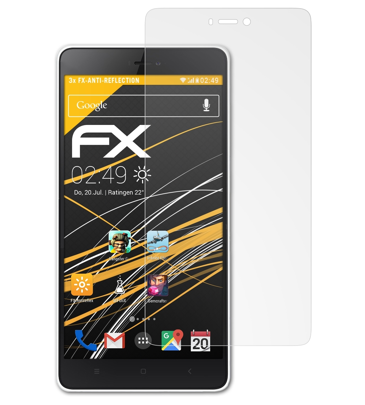 Mi 3x Displayschutz(für ATFOLIX Xiaomi 4i) FX-Antireflex