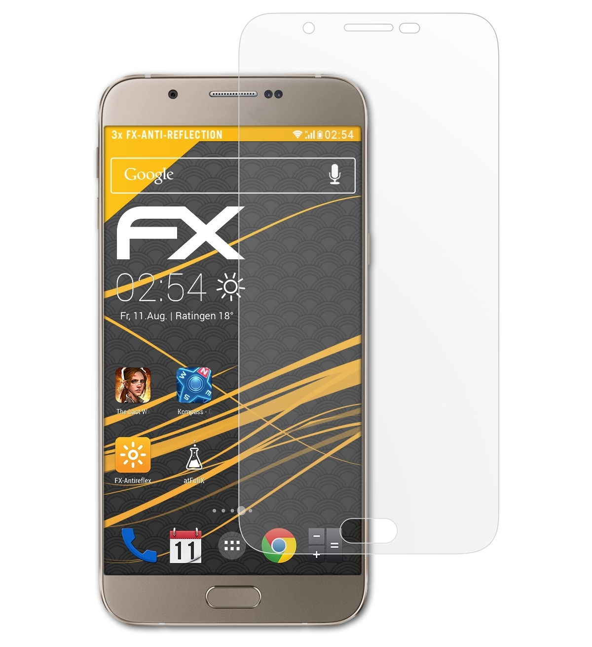 FX-Antireflex Samsung A8 3x Galaxy Displayschutz(für (2015)) ATFOLIX