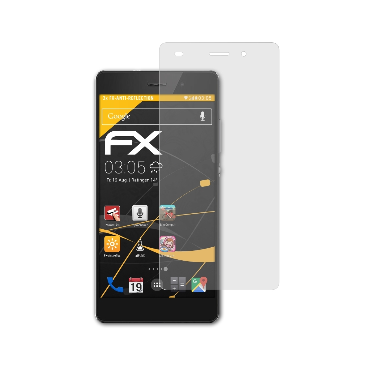 ATFOLIX 3x FX-Antireflex Displayschutz(für Huawei Lite) P8