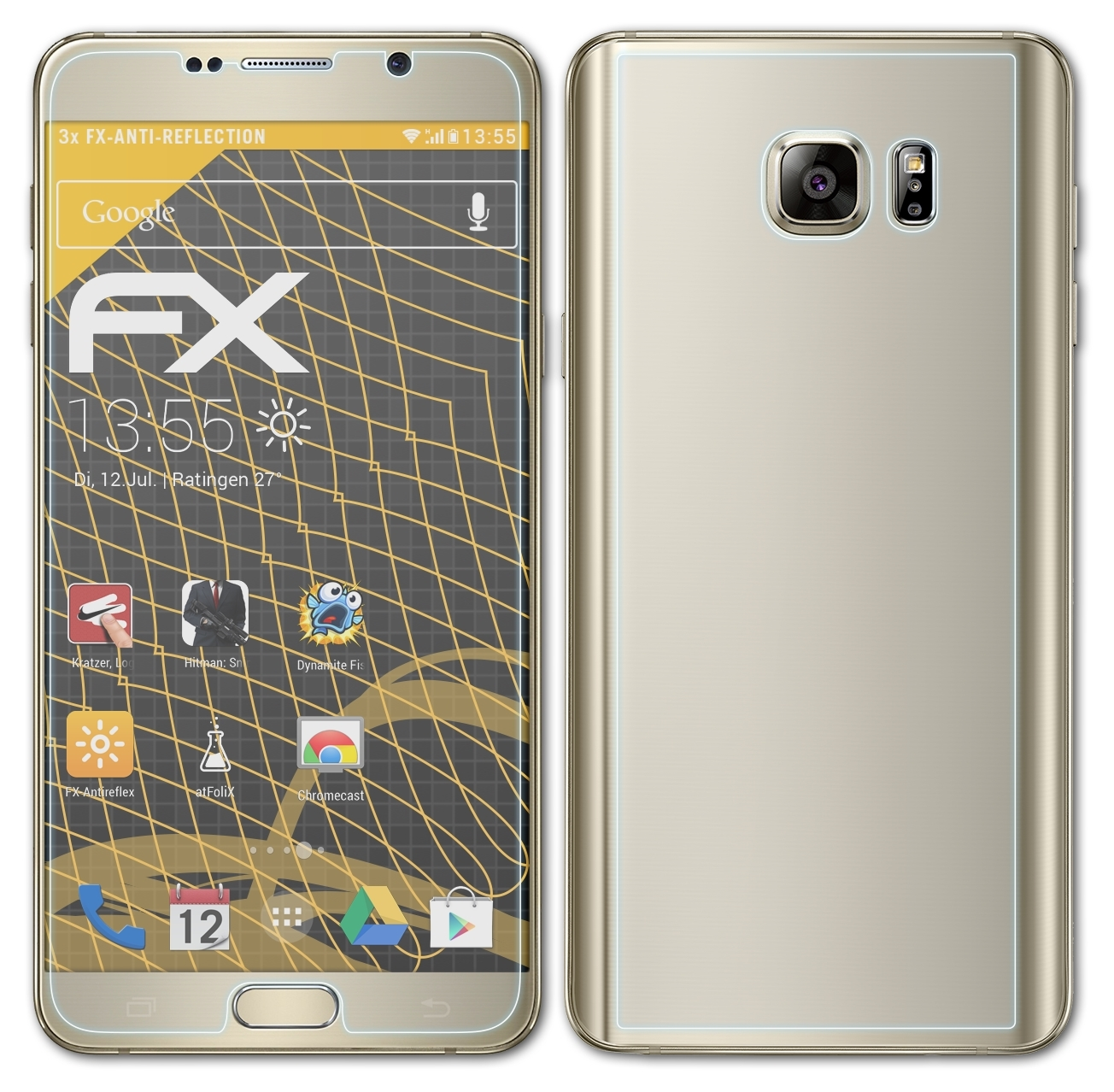 Galaxy ATFOLIX (SM-N920)) 3x Samsung 5 Note Displayschutz(für FX-Antireflex