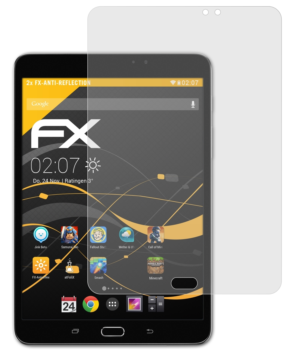 ATFOLIX 2x FX-Antireflex Displayschutz(für Samsung S2 8.0 Galaxy Tab (SM-T710))