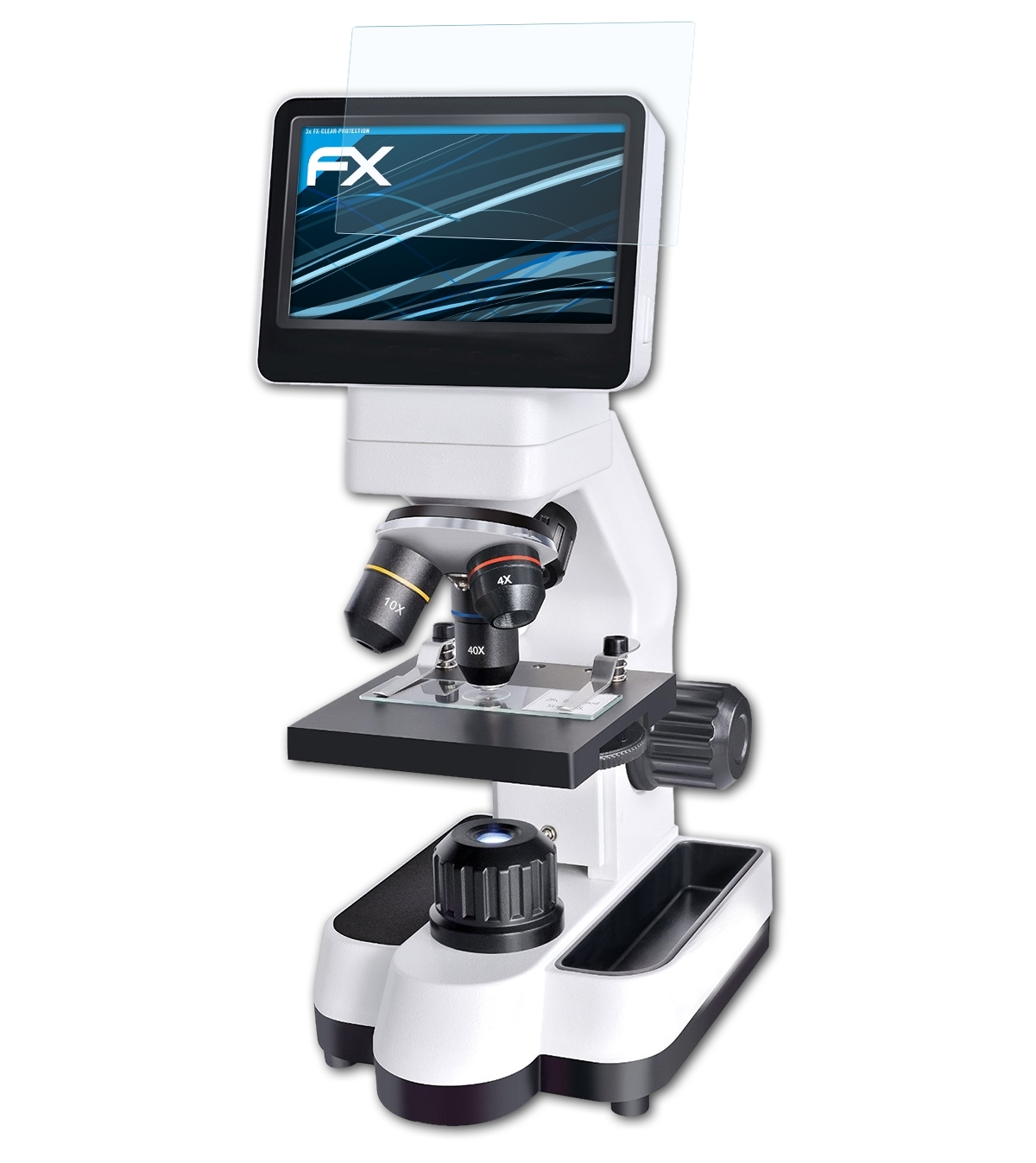 ATFOLIX 3x FX-Clear Displayschutz(für (4.3 LCD-Microscope Bresser Touch Inch)) 40-1400x