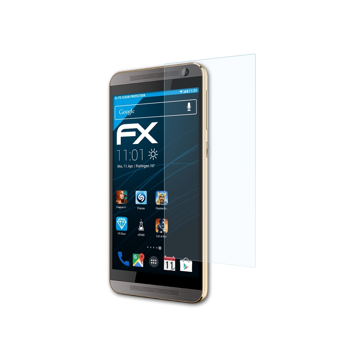 ATFOLIX 3x FX-Clear Displayschutz(für HTC Plus) E9 One