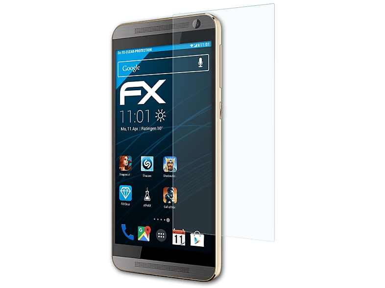 ATFOLIX 3x FX-Clear Displayschutz(für HTC Plus) E9 One