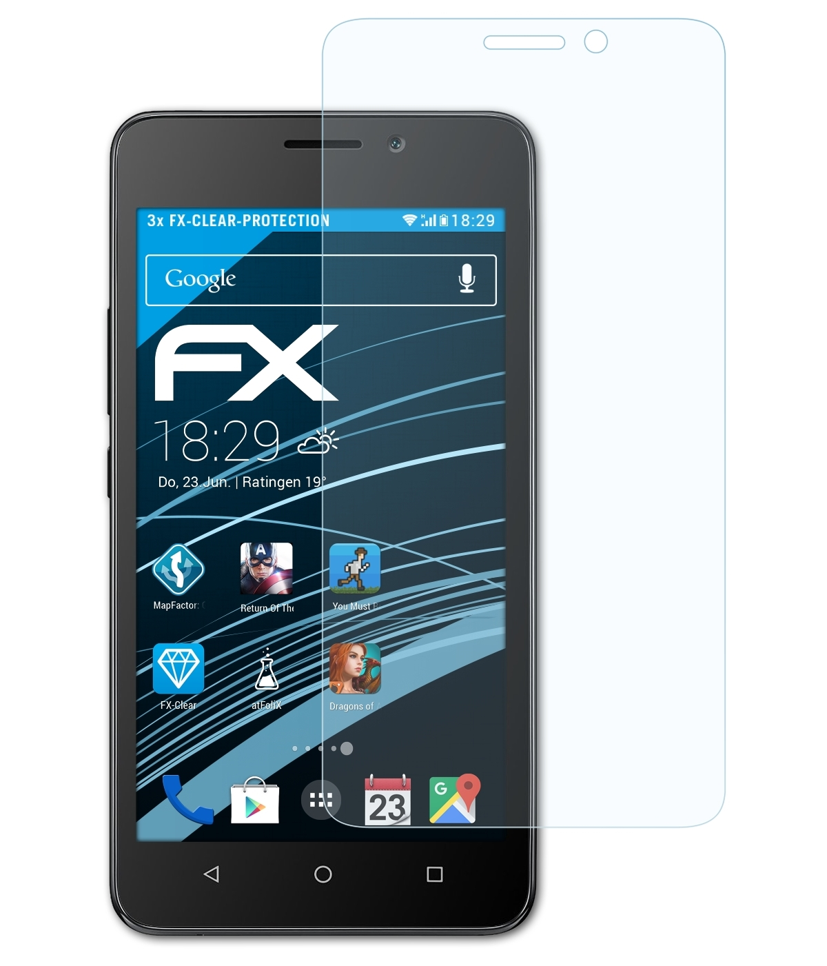 ATFOLIX 3x FX-Clear Displayschutz(für Huawei Y635)