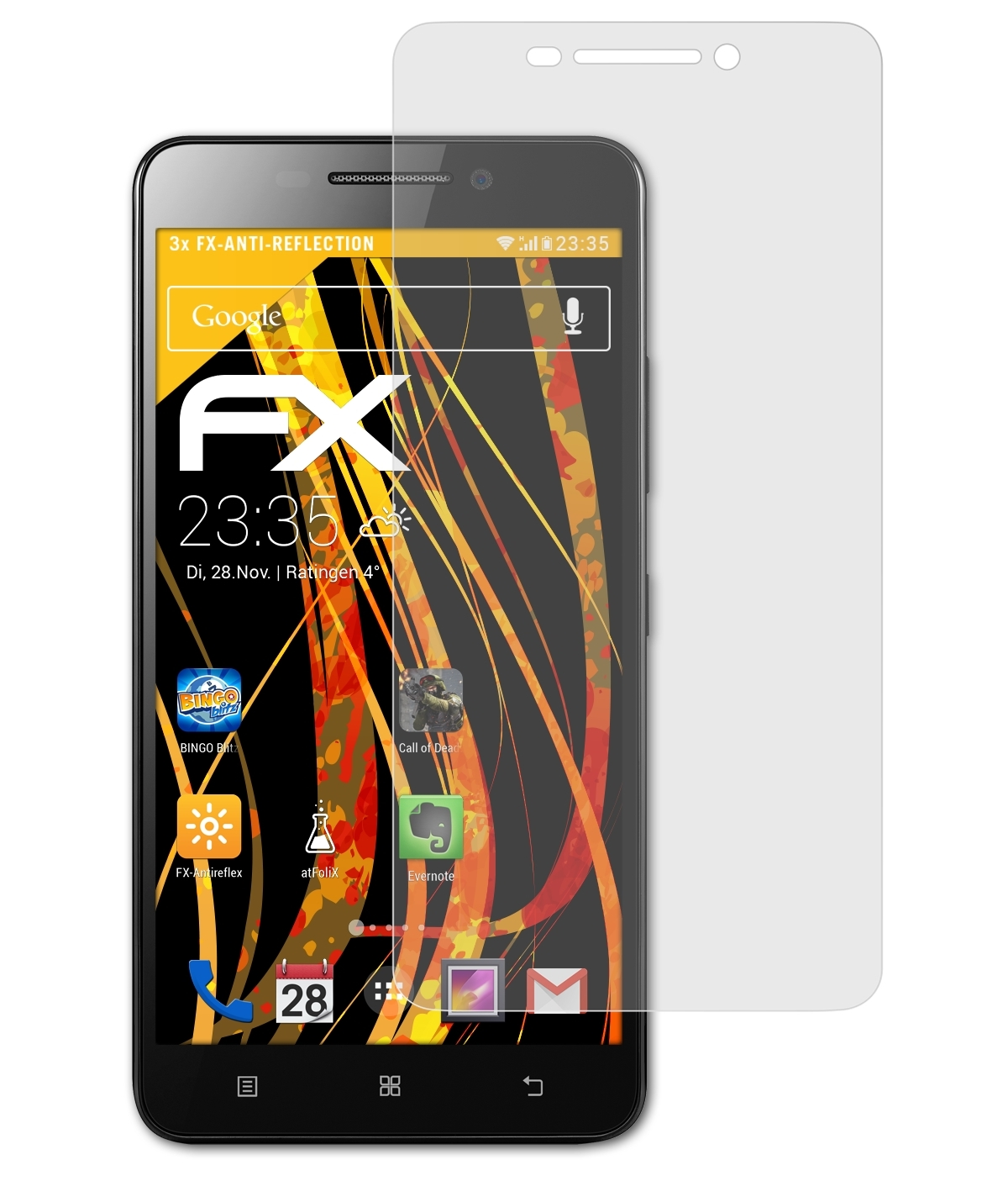 3x Displayschutz(für ATFOLIX Lenovo A5000) FX-Antireflex