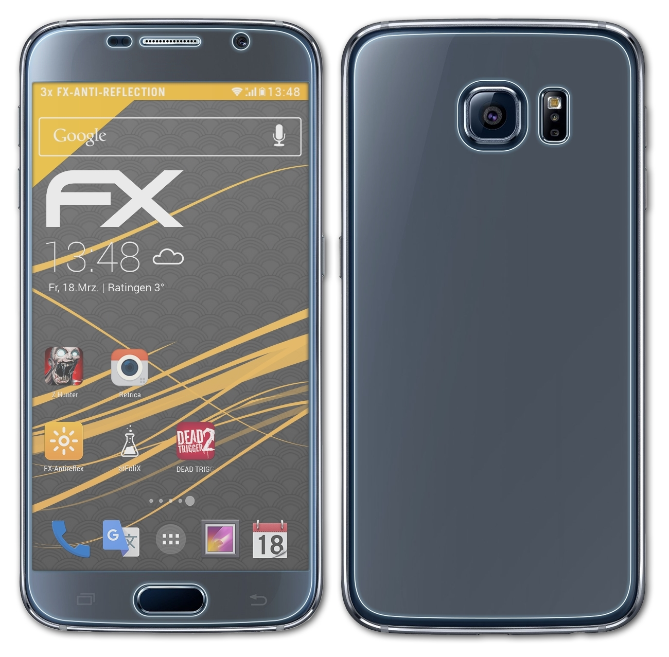 ATFOLIX 3x Galaxy Samsung S6) FX-Antireflex Displayschutz(für
