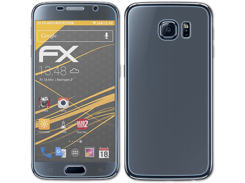 ATFOLIX 3x FX-Antireflex Displayschutz(für Samsung Galaxy S6)
