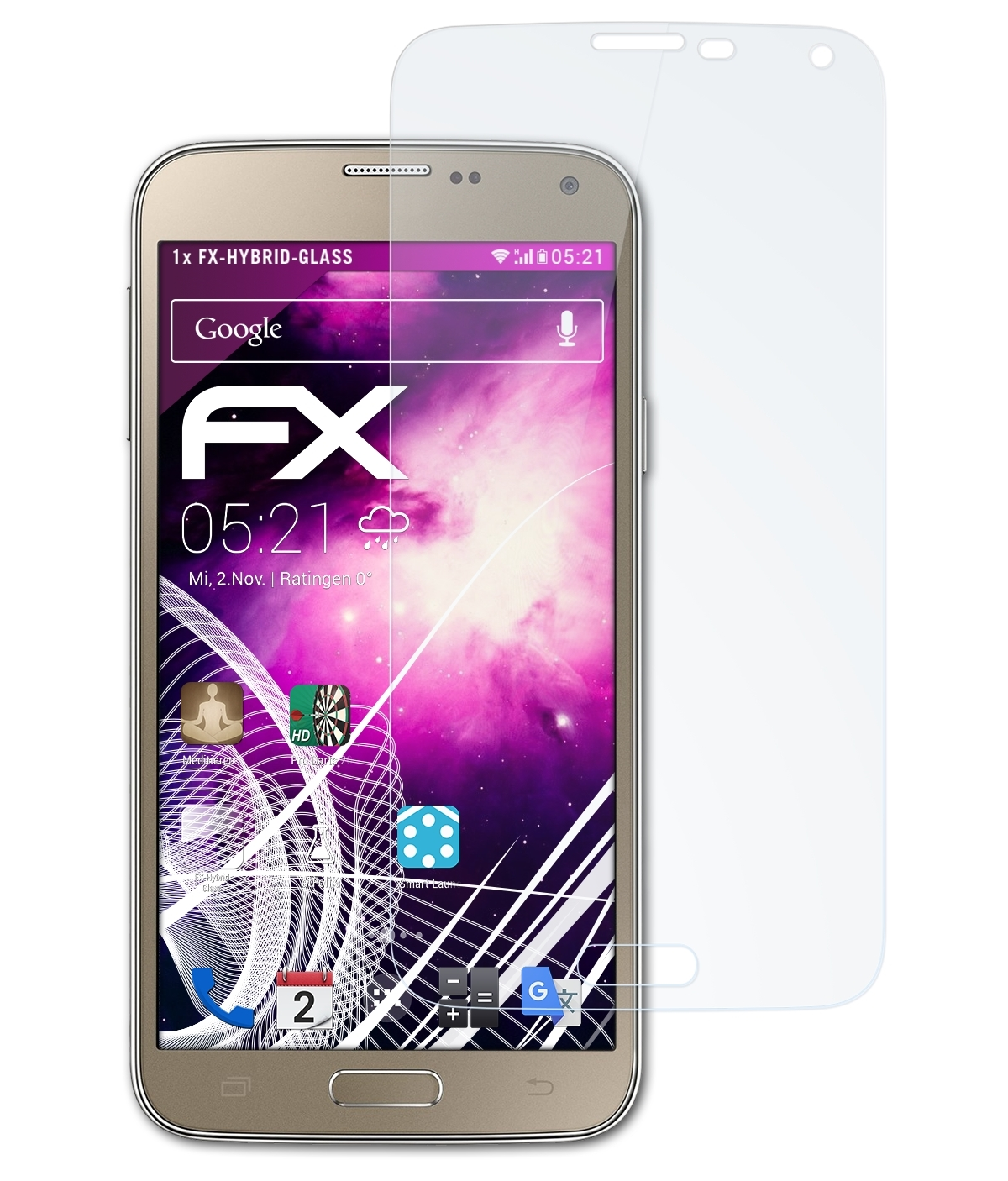 ATFOLIX FX-Hybrid-Glass Schutzglas(für Samsung Galaxy S5 Neo (G903F))