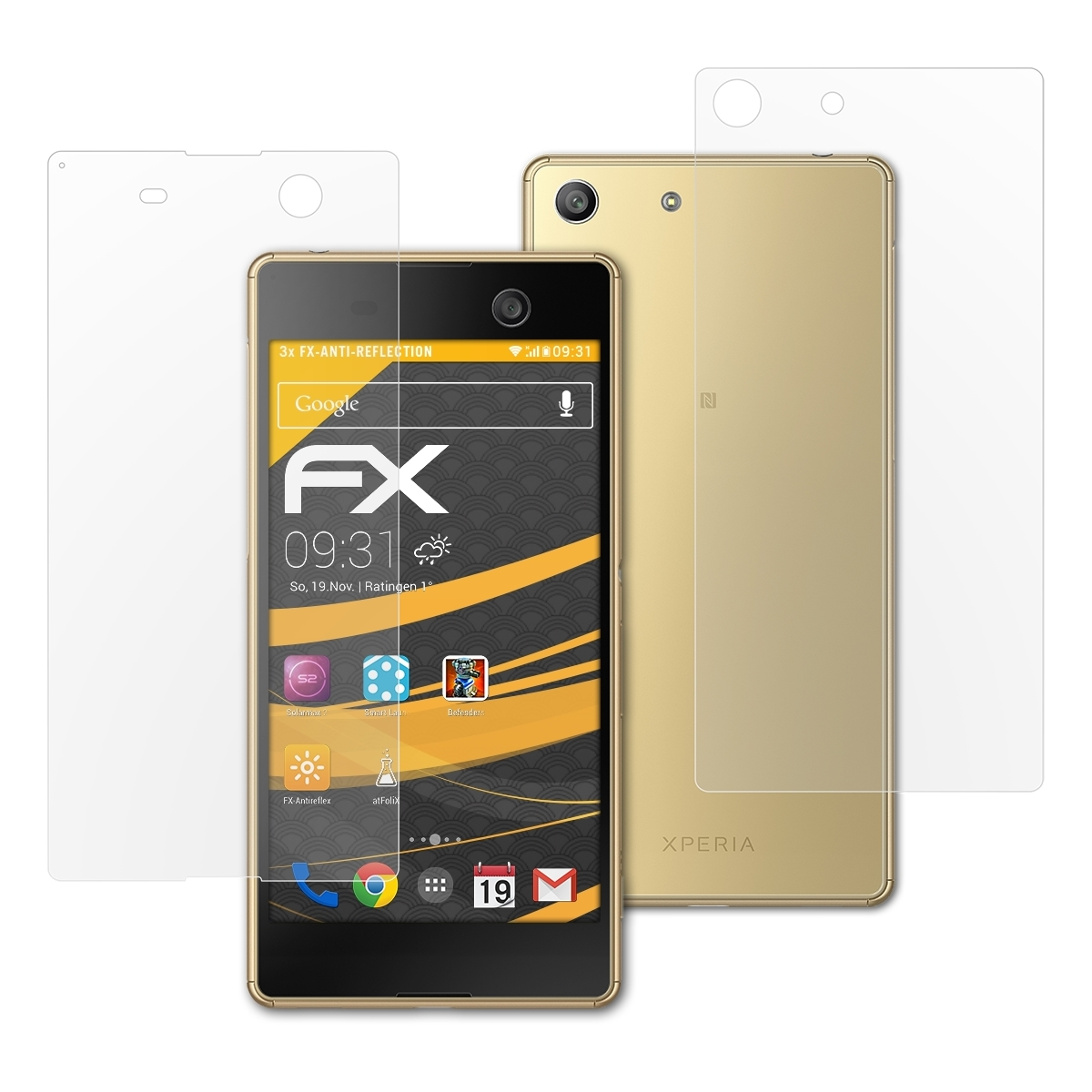 M5) 3x Displayschutz(für Sony Xperia FX-Antireflex ATFOLIX