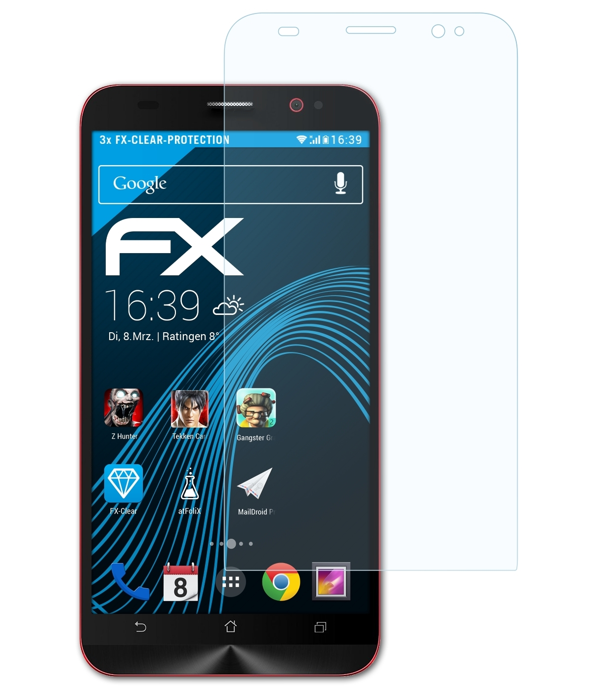 ATFOLIX 3x FX-Clear Displayschutz(für (ZE550ML/551ML)) 2 ZenFone Asus Deluxe