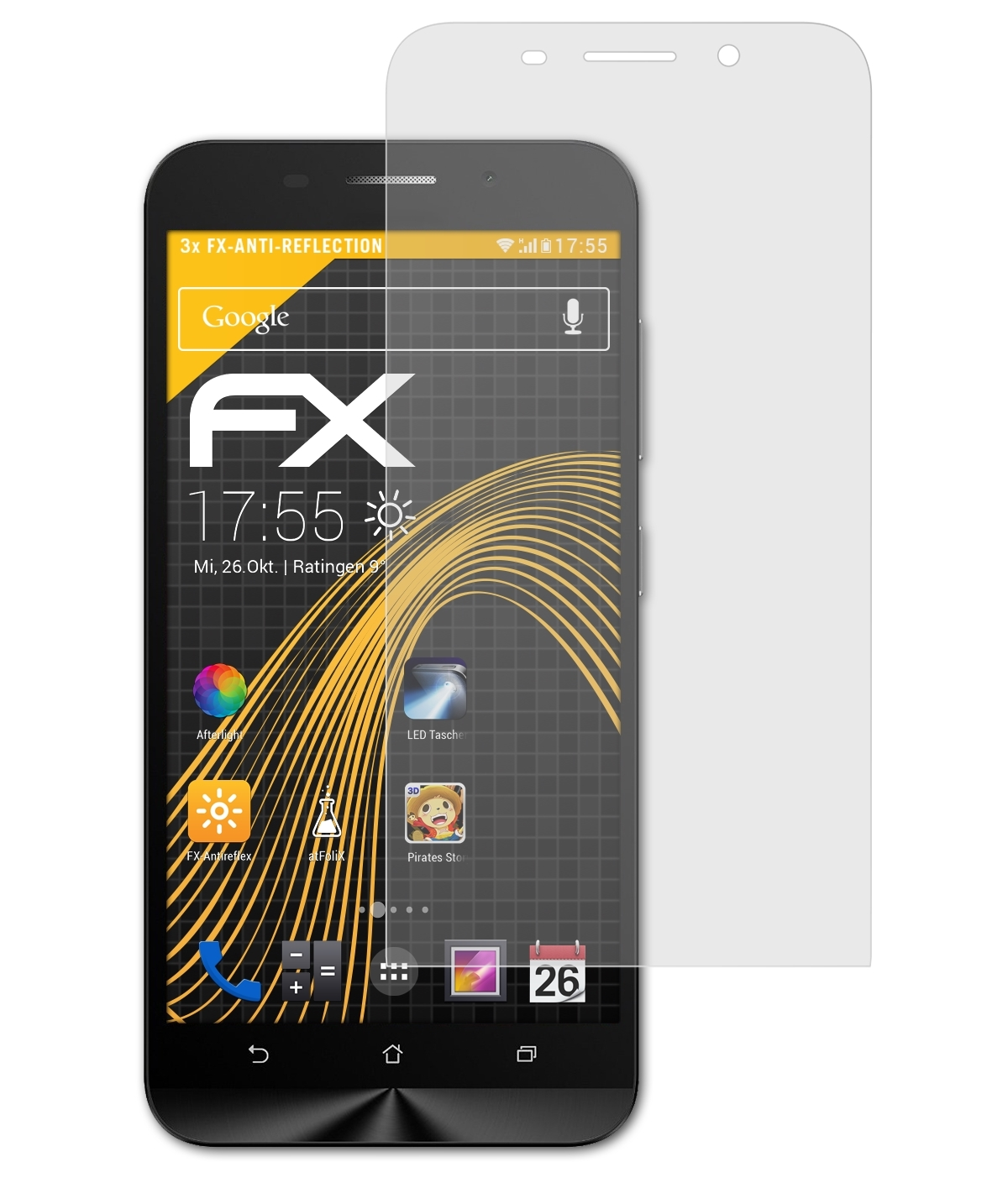 3x FX-Antireflex Asus ATFOLIX (ZC550KL)) ZenFone Displayschutz(für Max