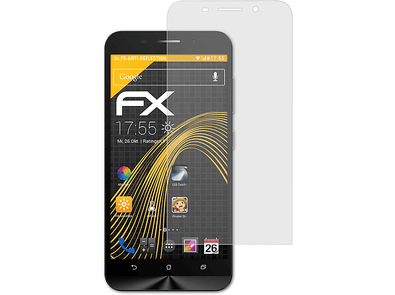 (ZC550KL)) ZenFone Asus FX-Antireflex 3x Displayschutz(für ATFOLIX Max