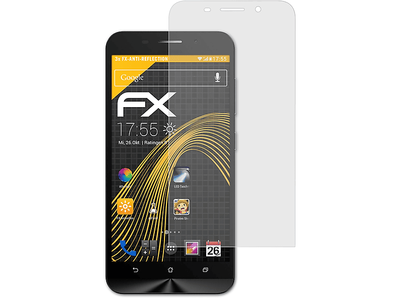 3x FX-Antireflex Asus ATFOLIX (ZC550KL)) ZenFone Displayschutz(für Max