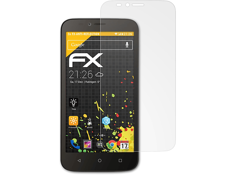 ATFOLIX 3x FX-Antireflex Displayschutz(für Huawei Y625)