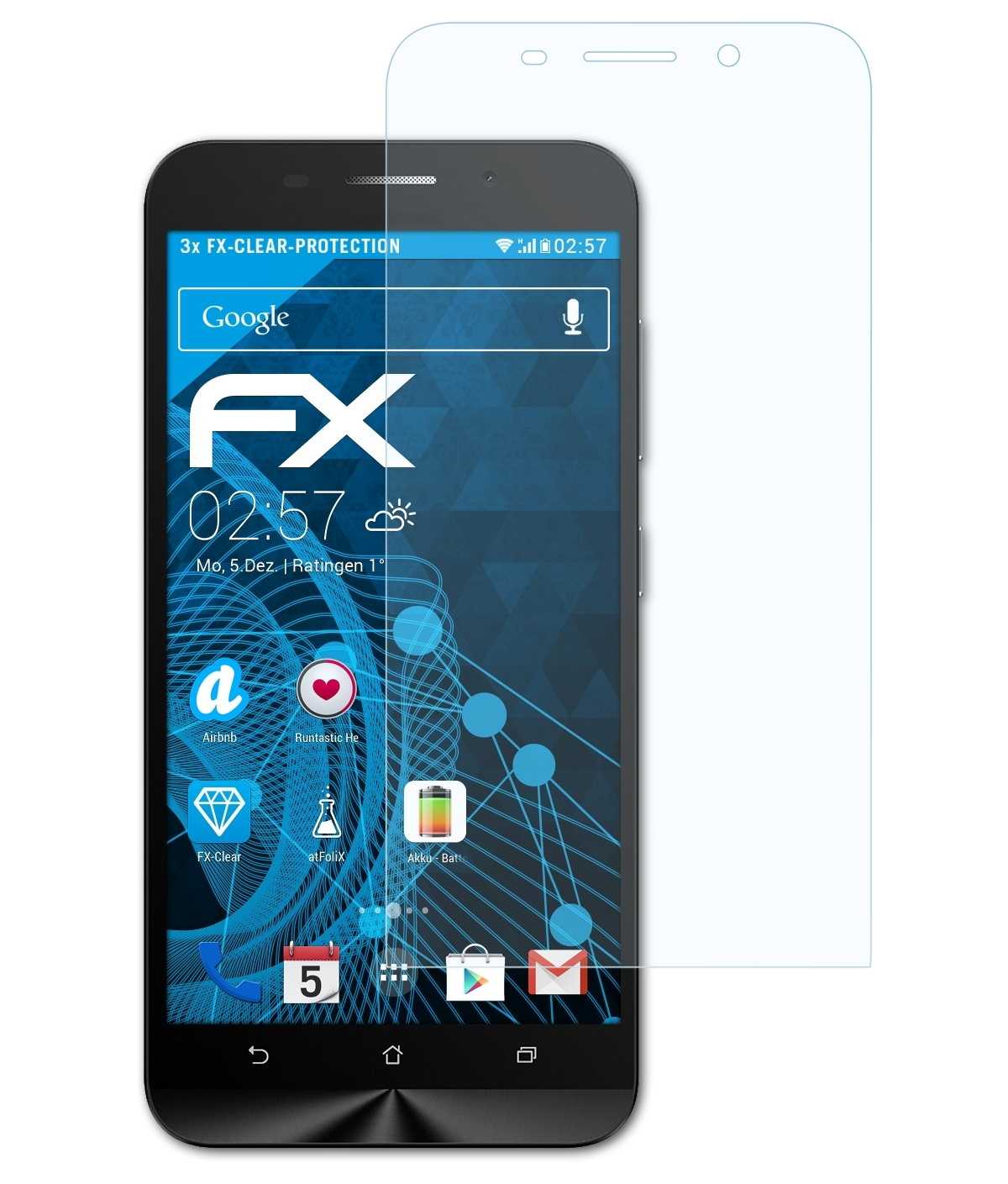 Max Displayschutz(für ZenFone (ZC550KL)) 3x ATFOLIX Asus FX-Clear