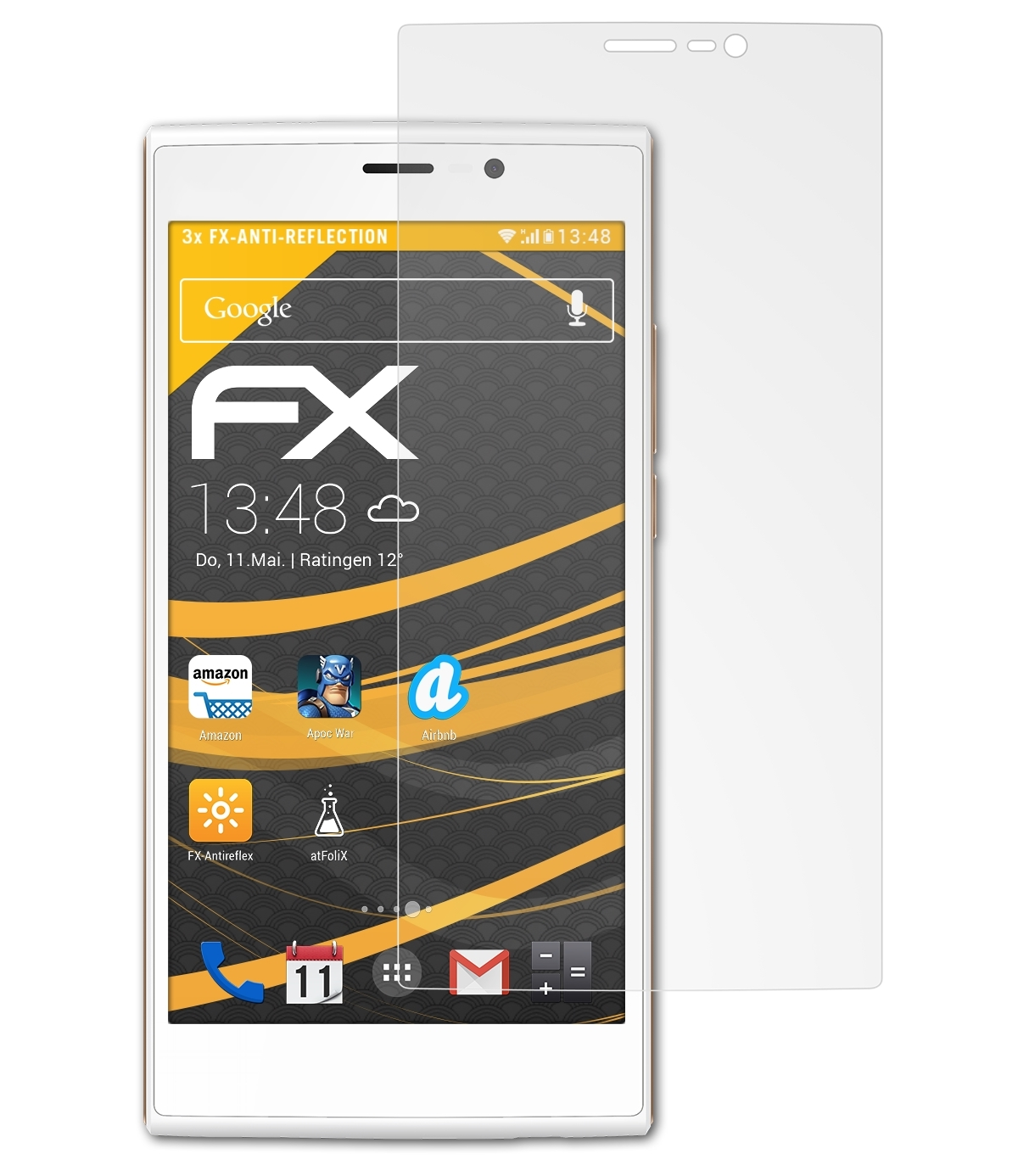 FX-Antireflex Displayschutz(für Wiko Fab 4G) ATFOLIX Ridge 3x