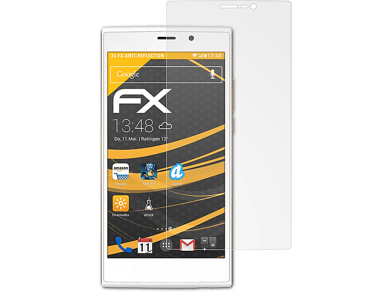 ATFOLIX 3x FX-Antireflex Displayschutz(für Wiko Ridge Fab 4G)